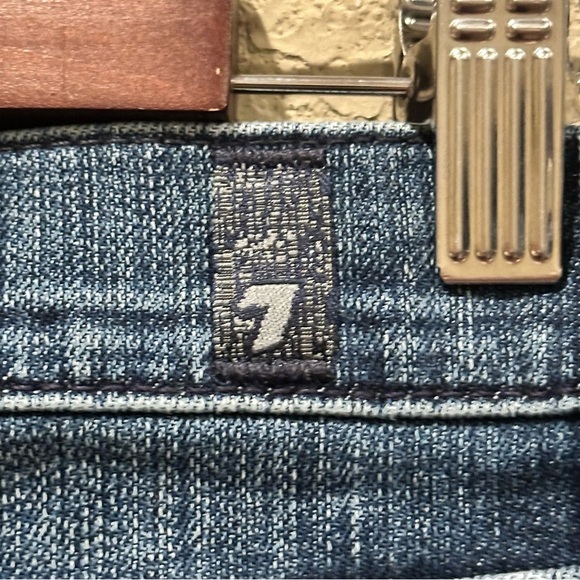 7 For All Mankind Denim Mini Skirt Stretch Sparkle Pockets Women’s Size 27 - Picture 9 of 11